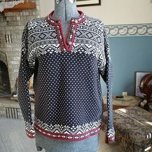 L.L.Bean Blue Nordic Style Sweater, Size Large